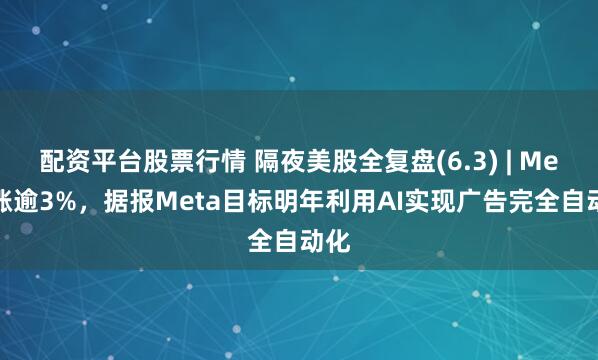 配资平台股票行情 隔夜美股全复盘(6.3) | Meta涨逾3%，据报Meta目标明年利用AI实现广告完全自动化