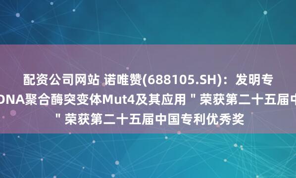 配资公司网站 诺唯赞(688105.SH)：发明专利＂一种Taq DNA聚合酶突变体Mut4及其应用＂荣获第二十五届中国专利优秀奖