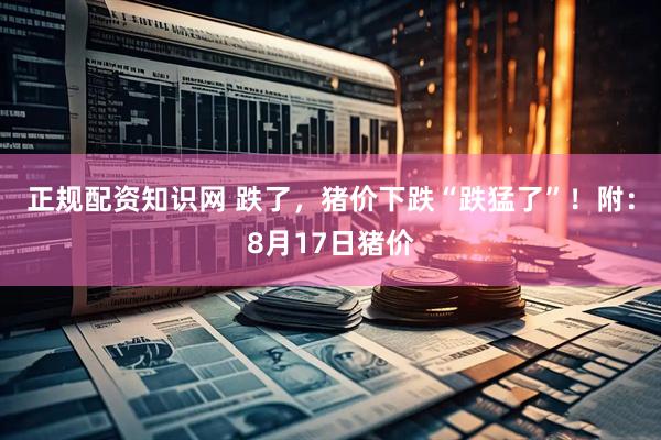 正规配资知识网 跌了，猪价下跌“跌猛了”！附：8月17日猪价
